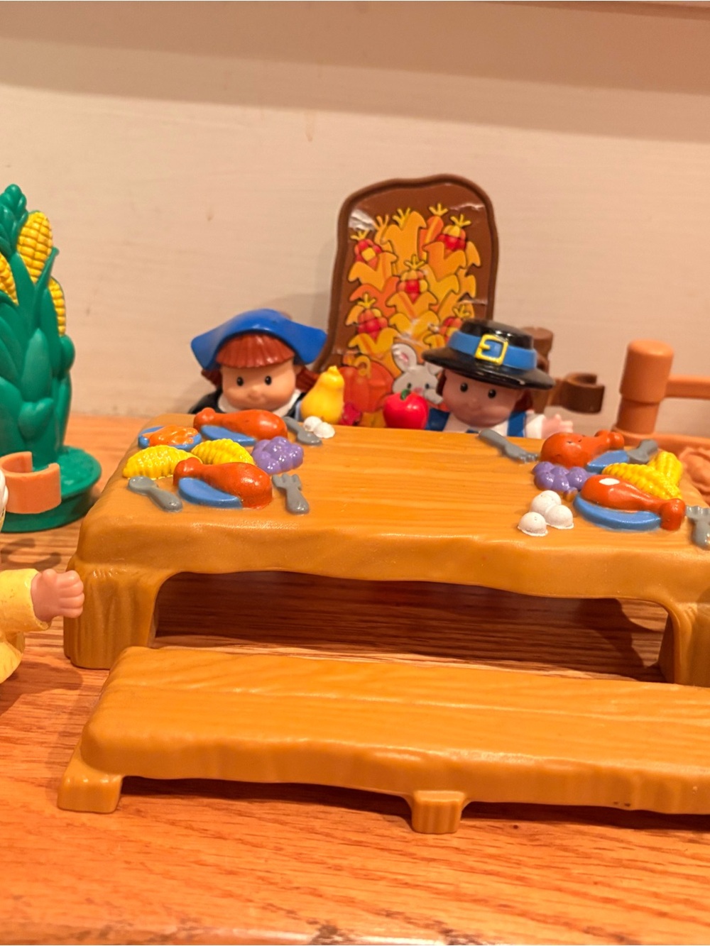 Fisher-Price Harvest Feast Playset with Brown Table and Blue Hat Figures